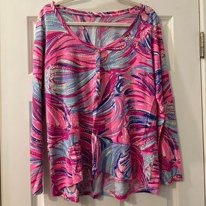 Lilly Pulitzer Sorella Oh My Guava henley shirt (L)